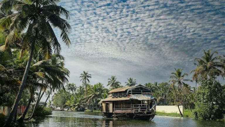 Traditional houseboat on the Alleppey backwaters in Kerala