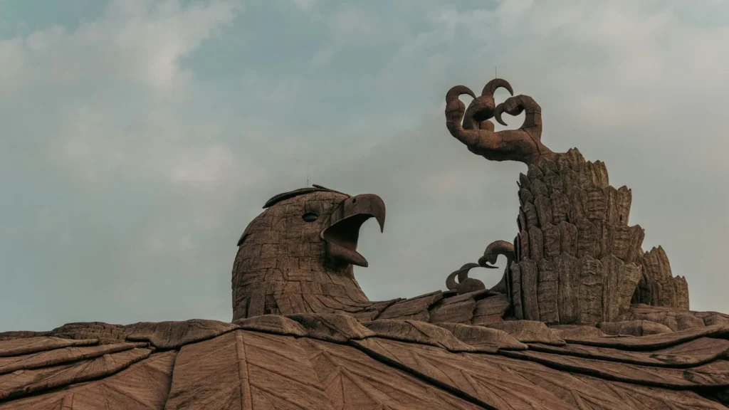 Jatayu bird sculpture on the rocky hilltop at Chadayamangalam, Kerala